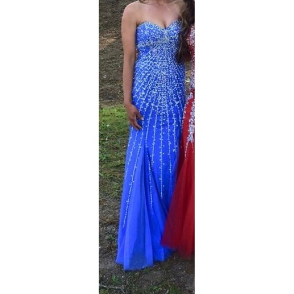 SEAN COLLECTION indigo blue crystallized dress